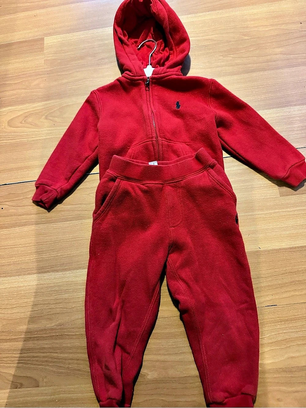 Ralph Lauren Red Hooded Footie Size 24M Like New
